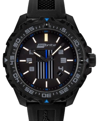 Armour Lite Isobrite Thin Blue Line Limited Edition Watch ISO3005 3H glass tubes Box Extra Straps