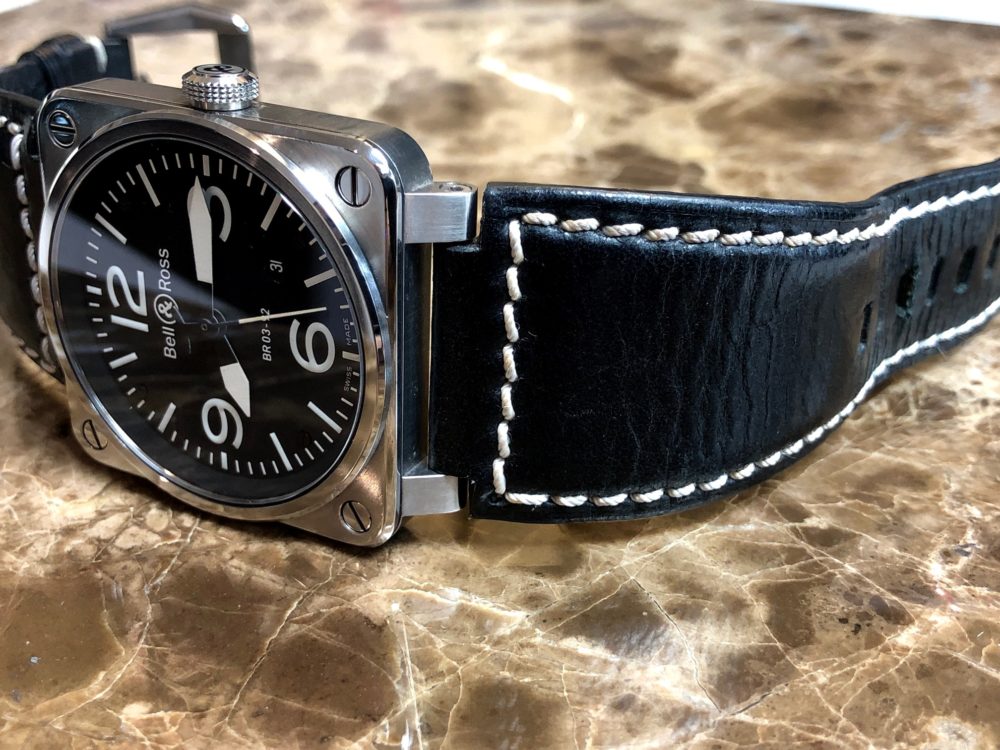 Bell & Ross Aviation 42mm BR03-92 Leather Rubber NAT0 Box Papers Warranty Card MINT