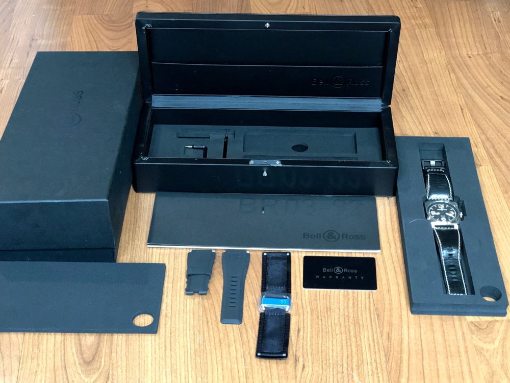 Bell & Ross Aviation 42mm BR03-92 Leather Rubber NAT0 Box Papers Warranty Card MINT