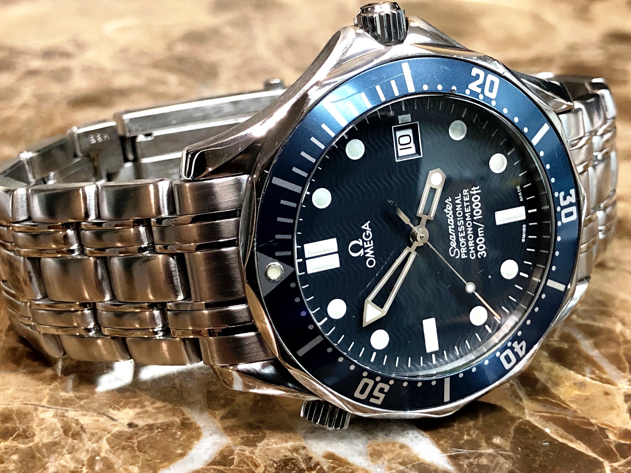 Omega Seamaster Blue Wave Dial 41mm Automatic model 2531.80 Box Papers ...