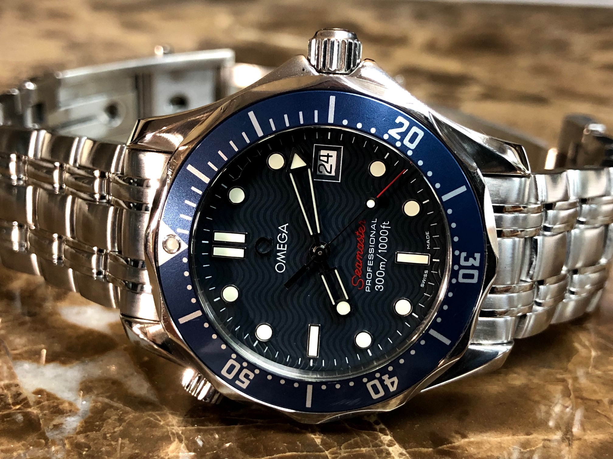 Omega Seamaster 300m Quartz 36mm 2223.80 Blue Wave 36mm with Box and ...