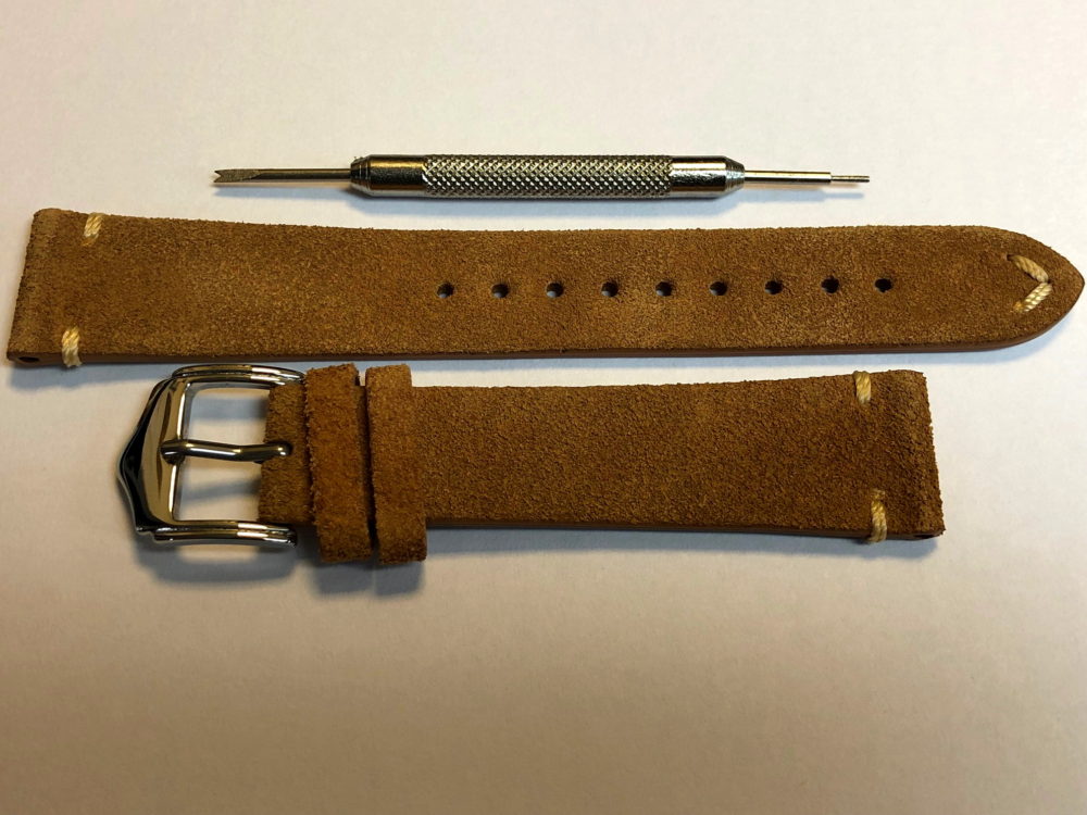 Tan Suede Leather Strap 19mm with Contrasting Tip Stitch by Liberty ...