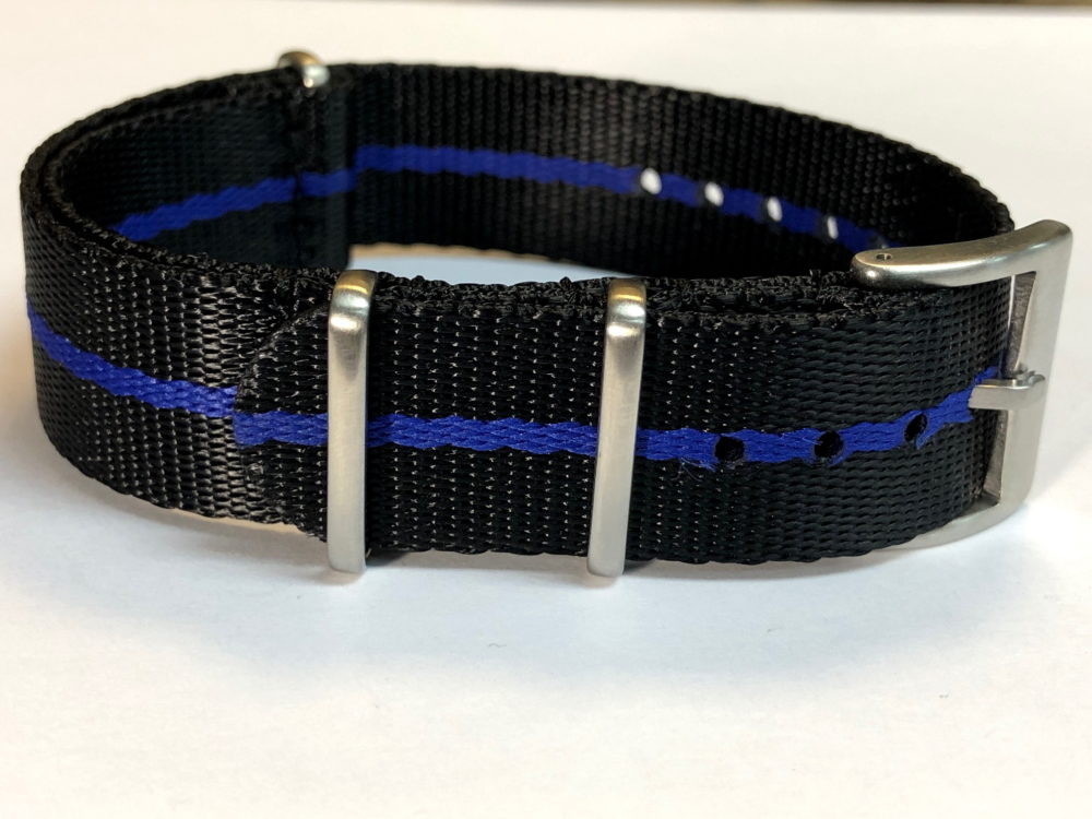 Fabric strap - NATO Watch Strap Black / Blue Single Stripe made of Nylon - Superior Quality