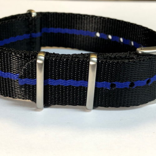 Fabric strap - NATO Watch Strap Black / Blue Single Stripe made of Nylon - Superior Quality