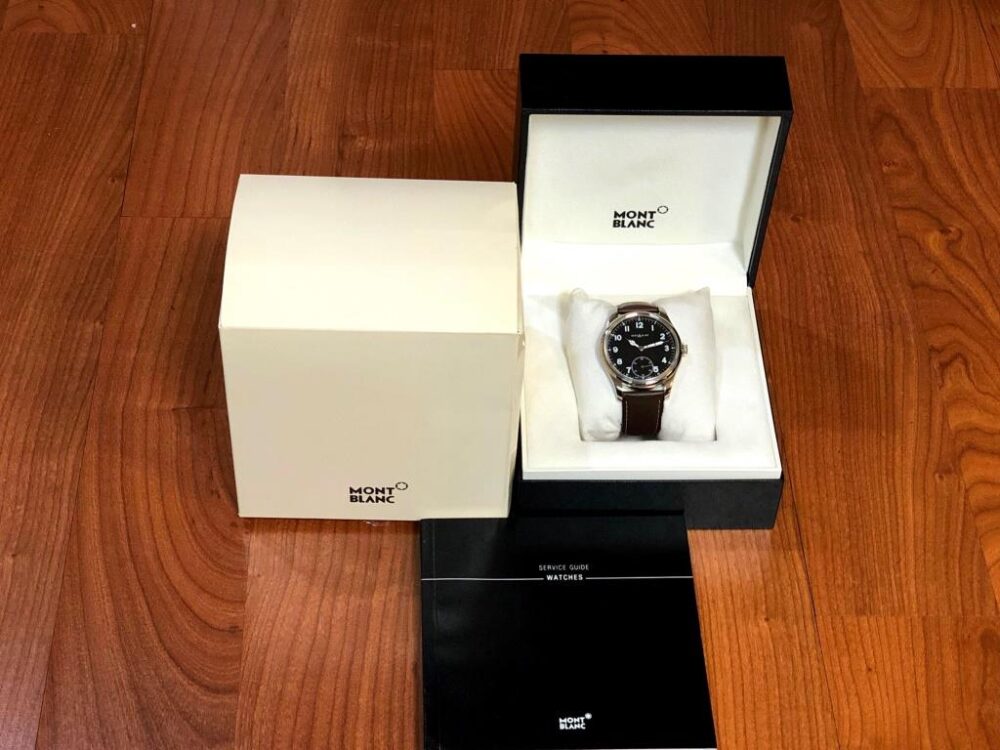 Montblanc 1858 Automatic 44mm Black Dial Manual Wind Exibition Back with Box and Papers 112638