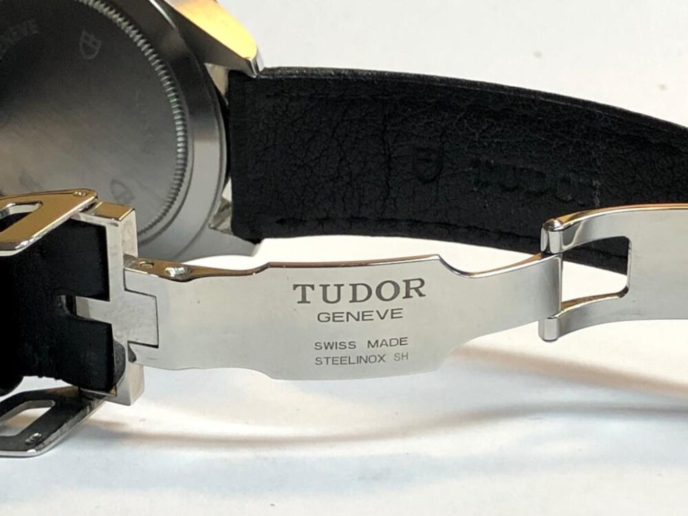 Tudor 38mm Automatic with Silver Dial and Black Leather Strap and Deployed Buckle 12510