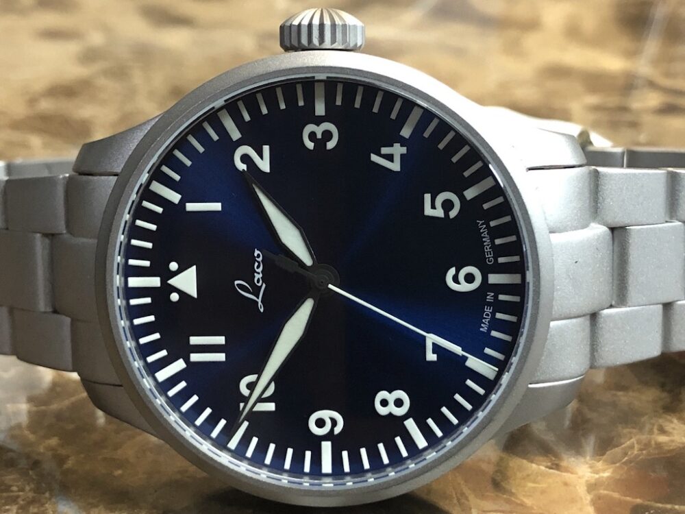 Laco Augsburg Blaue Stunde Blue Dial Sand-Blasted Steel Bracelet 42mm Automatic Box Papers 862100.MB Type A Dial