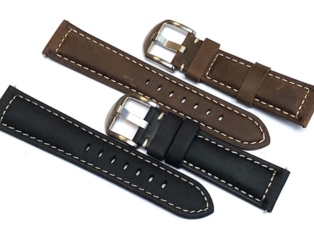 Genuine Leather Padded Watch Strap 19mm 20mm 22mm with Contrasting Stitch perfect for Breitling Tudor Rolex and more