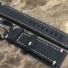 Genuine Leather Padded Watch Strap 19mm Black with Black PVD Buckle