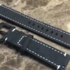 Genuine Leather Padded Watch Strap 19mm Black with Black PVD Buckle
