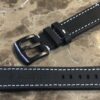 Genuine Leather Padded Watch Strap 19mm Black with Black PVD Buckle