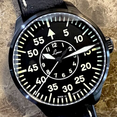 Laco Bielfeld 39 Pilot Watch Type B Dial 39mm Black PVD Watch Automatic Box Papers 861992