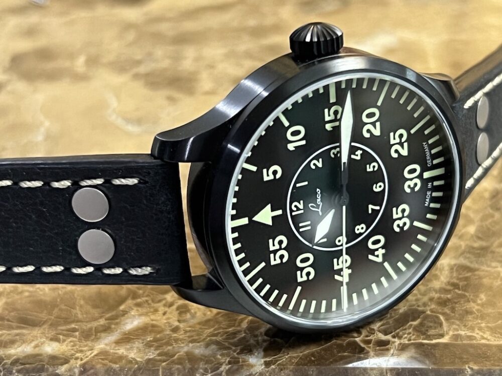 Laco Bielfeld 39 Pilot Watch Type B Dial 39mm Black PVD Watch Automatic Box Papers 861992