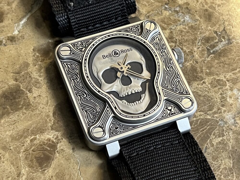 Bell & Ross BR01-92 Burning Skull Tattoo Automatic 43mm Box Papers Warranty Card Skull Patch