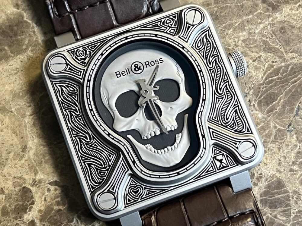 Bell & Ross BR01-92 Burning Skull Tattoo Automatic 43mm Box Papers Warranty Card Skull Patch