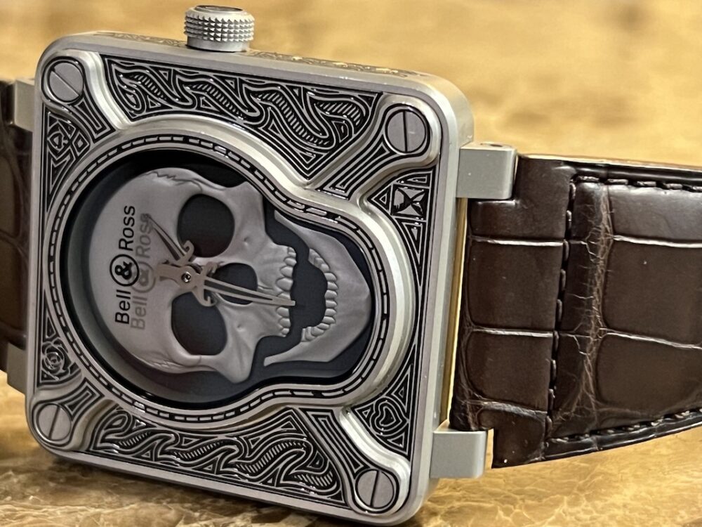 Bell & Ross BR01-92 Burning Skull Tattoo Automatic 43mm Box Papers Warranty Card Skull Patch