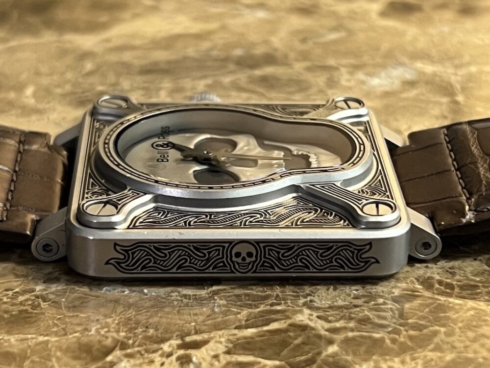 Bell & Ross BR01-92 Burning Skull Tattoo Automatic 43mm Box Papers Warranty Card Skull Patch