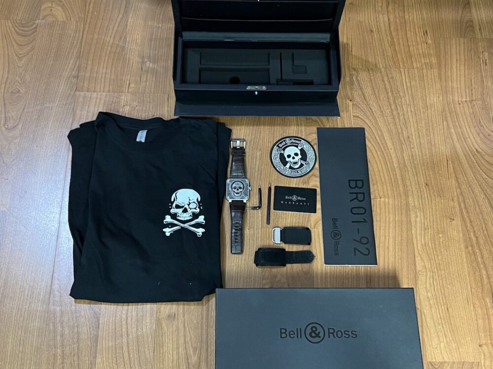 Bell & Ross BR01-92 Burning Skull Tattoo Automatic 43mm Box Papers Warranty Card Skull Patch
