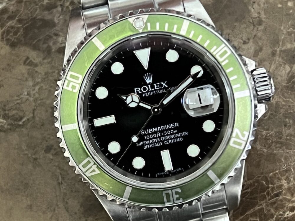 Rolex Submariner with Green Bezel Kermit 40mm Automatic with Box Papers original receipts 16610LN Vintage