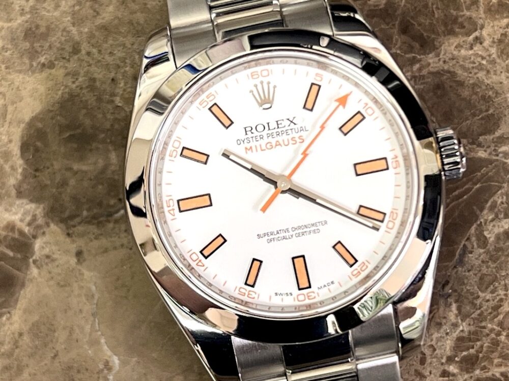 Rolex MilGauss 116400 with White Dial & Orange Accents 40mm Automatic with Box Papers Card