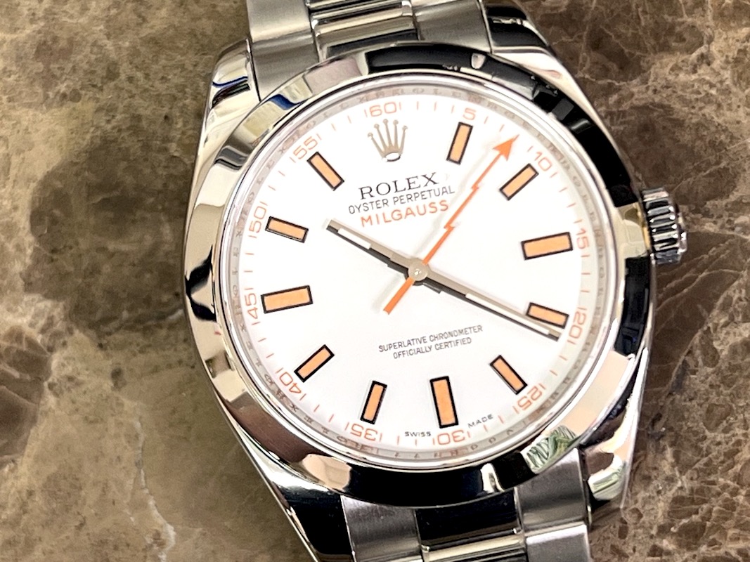Rolex MilGauss 116400 with White Dial & Orange Accents 40mm Automatic ...