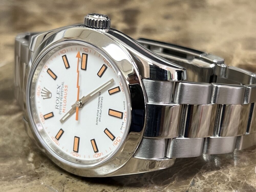 Rolex MilGauss 116400 with White Dial & Orange Accents 40mm Automatic with Box Papers Card