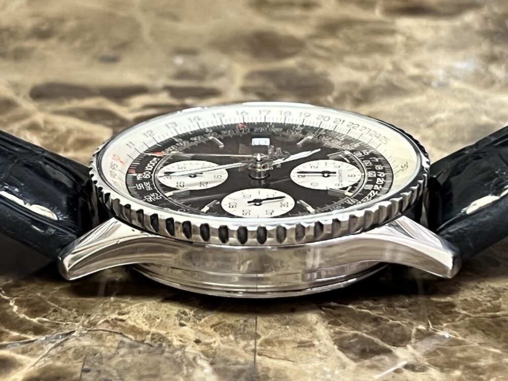 Breitling Old Navitimer II A13022 Black with silver sub dials 41.5mm with Box Papers JUST SERVICED