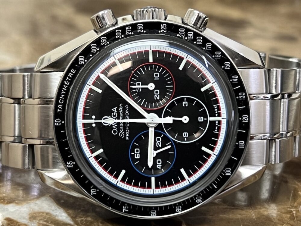 OMEGA Speedmaster Apollo 15 SPEEDY Limited Edition RED WHITE BLUE 40th Anniversary 42mm Manual MOON WATCH Box Papers CAPTAIN AMERICA