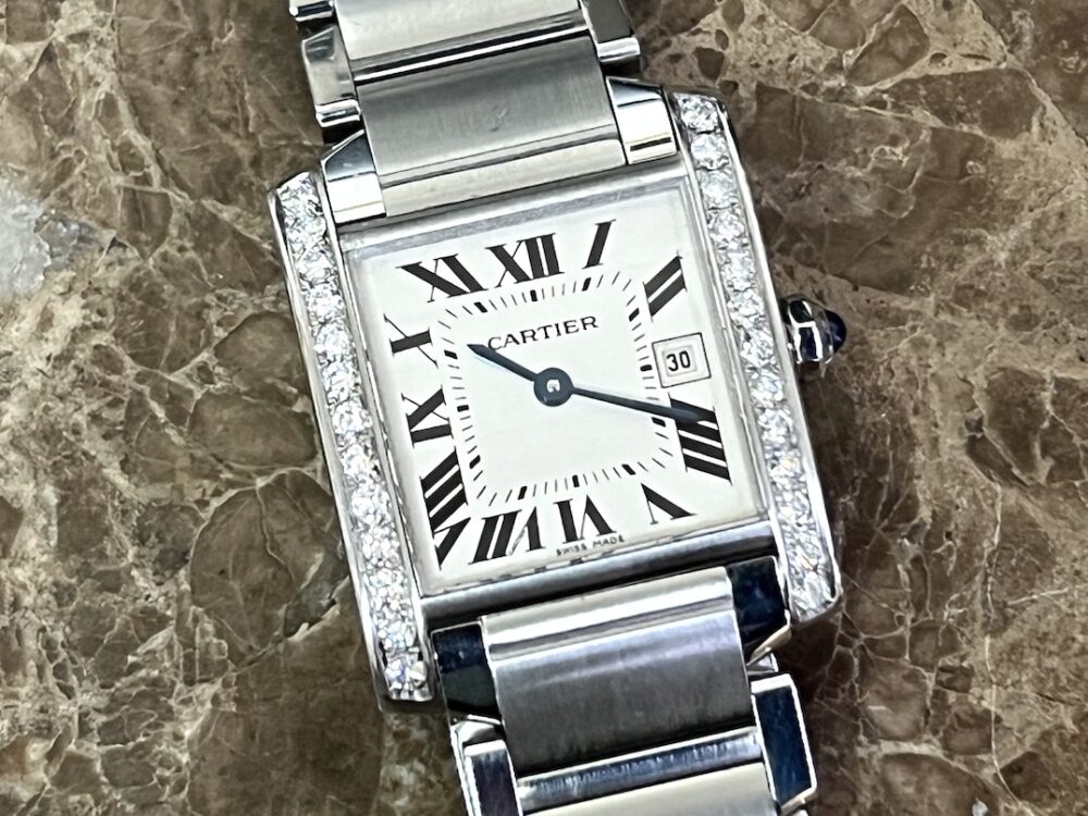 Cartier Tank Francaise Lady Steel Quartz 25mm Set with Lab Diamonds W51011Q3 2465