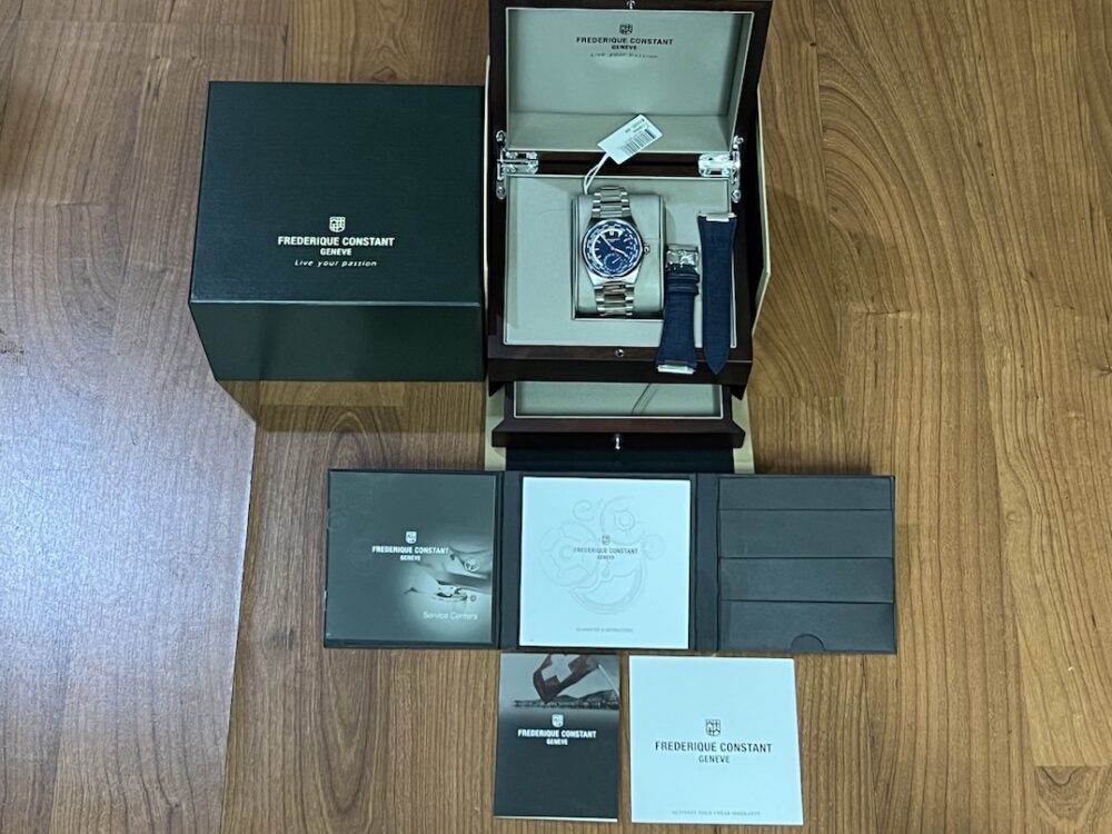 Frederique Constant Highlife Worldtimer Blue Dial Men's 41mm Automatic Box Papers FC-718N4NH6B