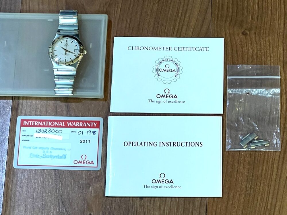 Omega Constellation Chronometer in 18k Yellow Gold and Steel Mens Automatic 35.5mm with Papers and Card model 1302.30.00