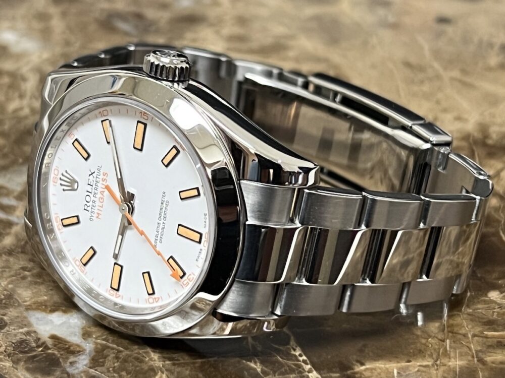 Rolex MilGauss 116400 with White Dial & Orange Accents 40mm Automatic with Box Papers Card