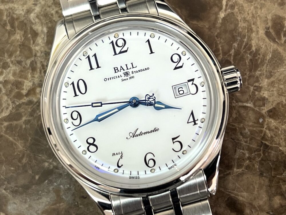 BALL STANDARD TIME 135 ANNIVERSARY 39mm Porcelain White Roman Dial Automatic with Ball Box Papers Cards NM3288D-SJ-WH