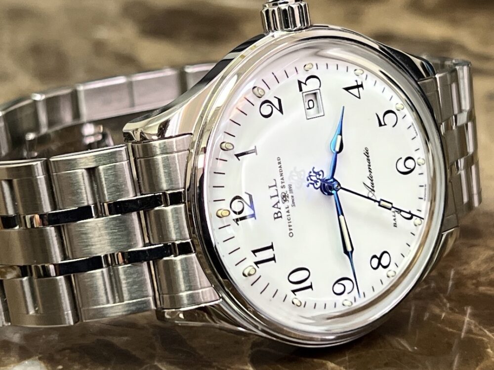 BALL STANDARD TIME 135 ANNIVERSARY 39mm Porcelain White Roman Dial Automatic with Ball Box Papers Cards NM3288D-SJ-WH