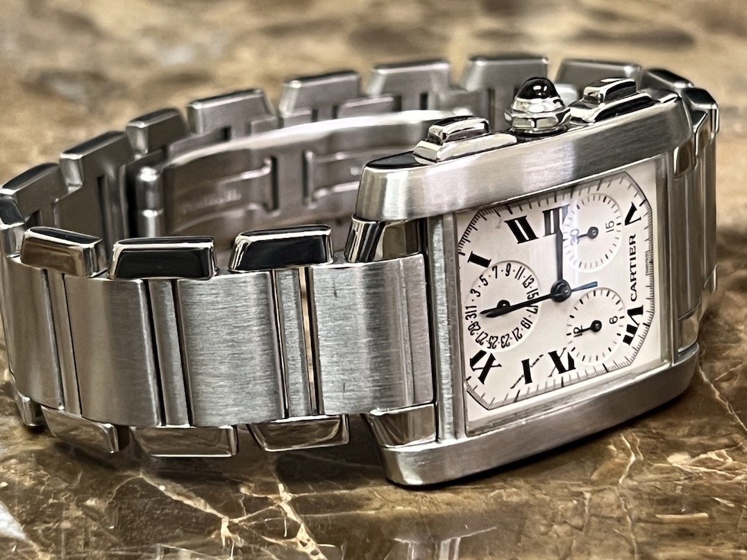 Before And After Bracelet Polishing For Cartier Francaise Tank