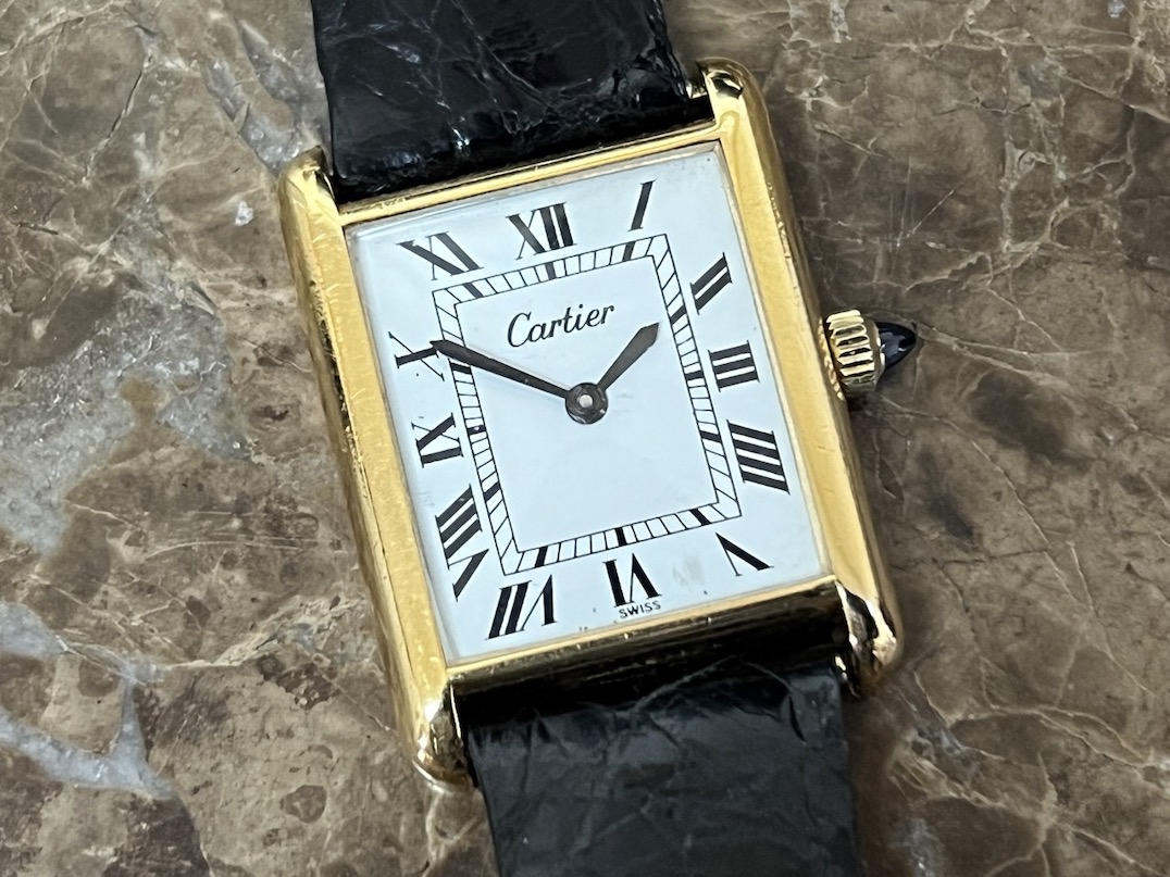 CARTIER Tank 18k Yellow Gold Electroplated Mechanical Wind 23mm Vintage