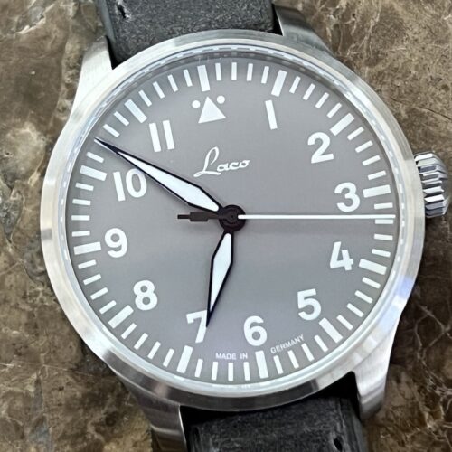 Laco Augsburg 39mm Pilot Watch Automatic Ghost Grey Dial Box Papers 862161 Type A Dial
