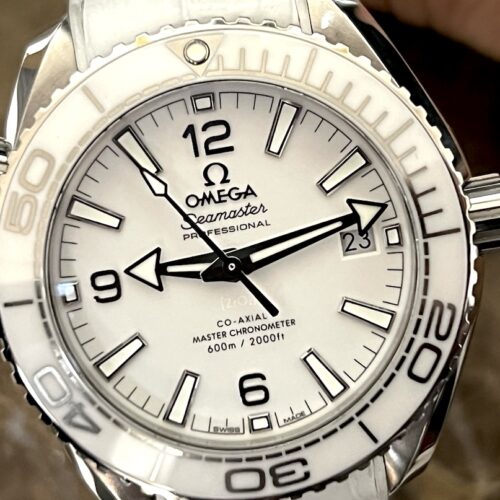 Omega SEAMASTER PLANET OCEAN 600M 39.5mm Automatic White Dial White Ceramic Bezel Box Papers Cards 215.33.40.20.04.001