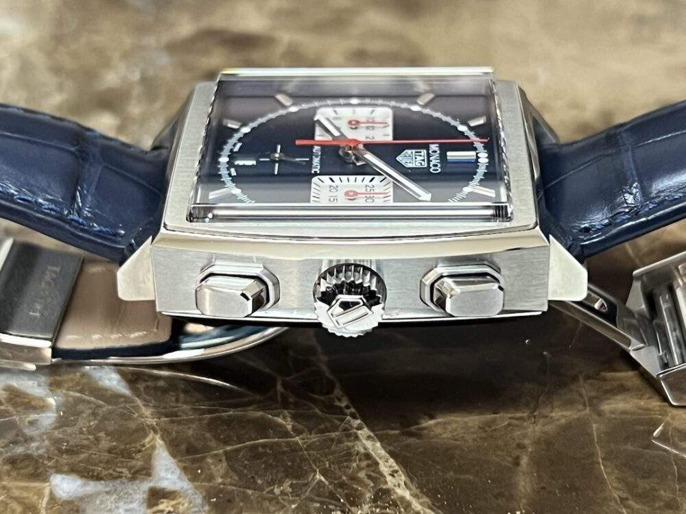 TAG Heuer Monaco Chronograph 39mm Automatic HEUER02 Blue / Silver Steve McQueen Square CBL2111.FC6453 Box / Card