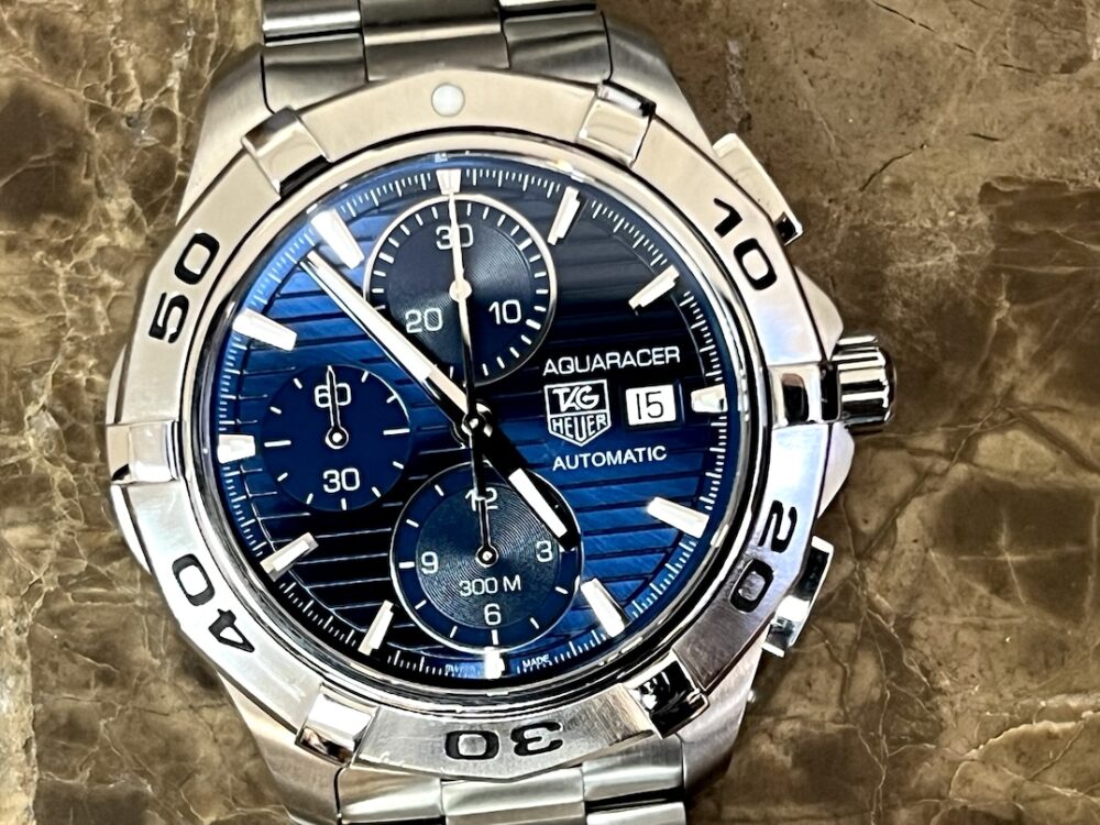 TAG Heuer Aquaracer Chronograph 42mm Automatic with Bracelet Blue Dial Box Papers CAP2112.BA0833