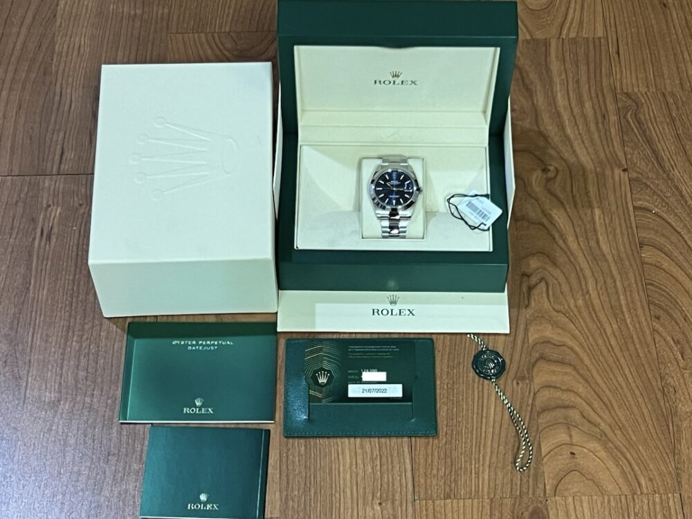 Rolex Datejust 41 with Blue Dial Oyster Bracelet model 126300 Box Papers Card