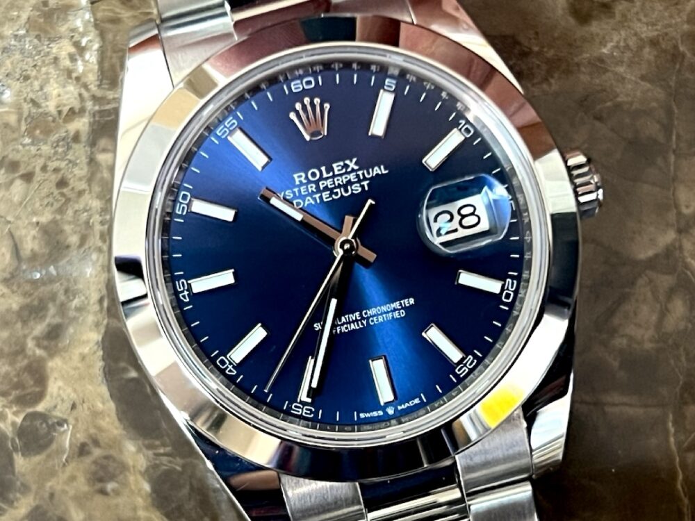 Rolex Datejust 41 with Blue Dial Oyster Bracelet model 126300 Box Papers Card