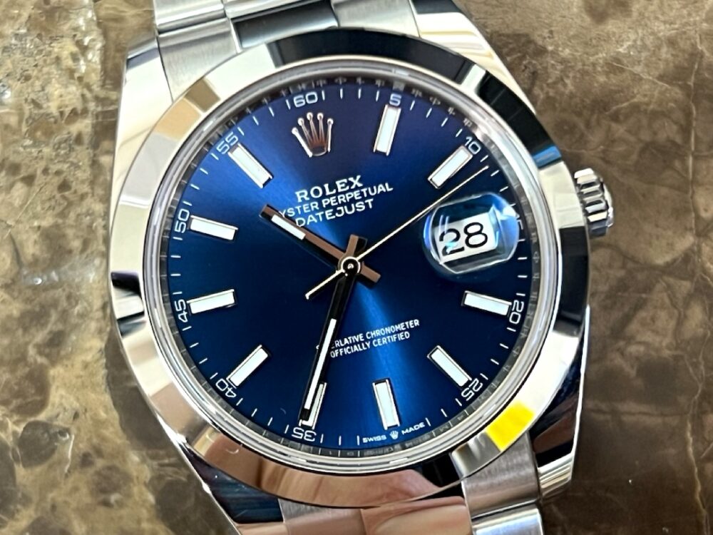 Rolex Datejust 41 with Blue Dial Oyster Bracelet model 126300 Box Papers Card