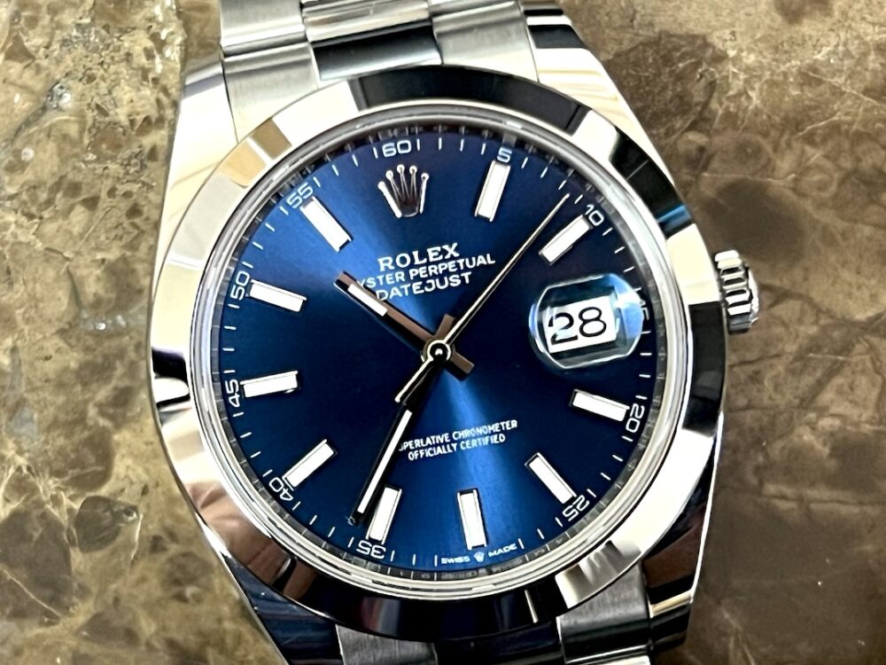 Rolex Datejust 41 with Blue Dial Oyster Bracelet model 126300 Box Papers Card