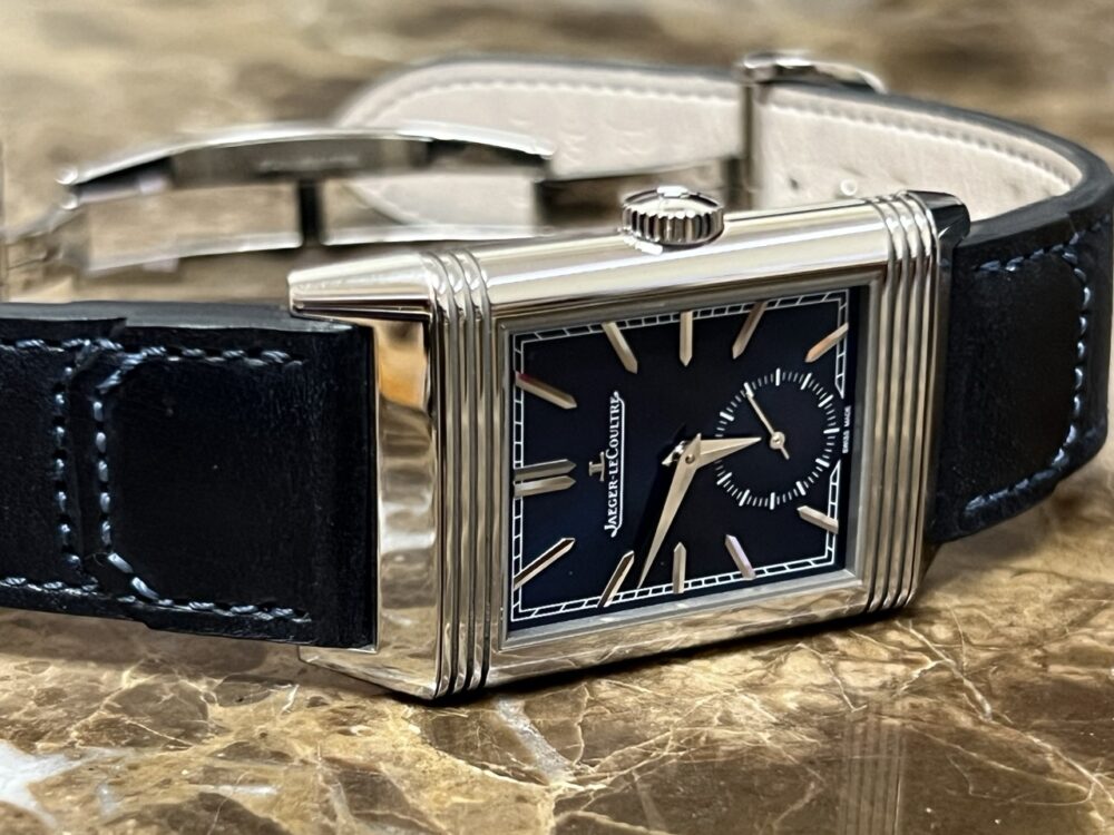 Jaeger LeCoultre REVERSO TRIBUTE MONOFACE SMALL SECONDS Mechanical Blue Dial Box Papers Card Q397848J