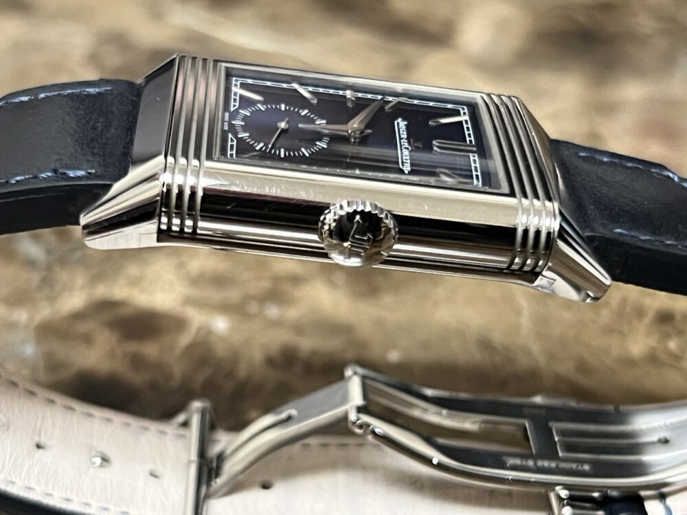Jaeger LeCoultre REVERSO TRIBUTE MONOFACE SMALL SECONDS Mechanical Blue Dial Box Papers Card Q397848J