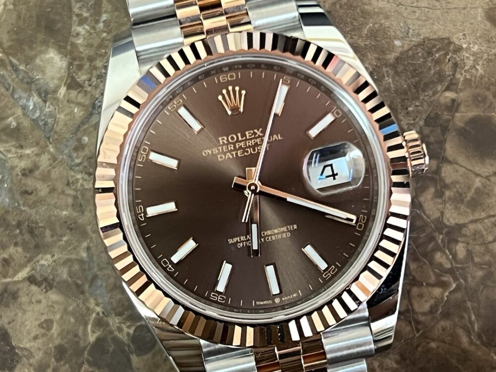 Rolex Datejust 41 18k Rose Gold / Steel with Chocolate Brown Dial Jubilee Bracelet model 126331 with Box TRIPLE MINT