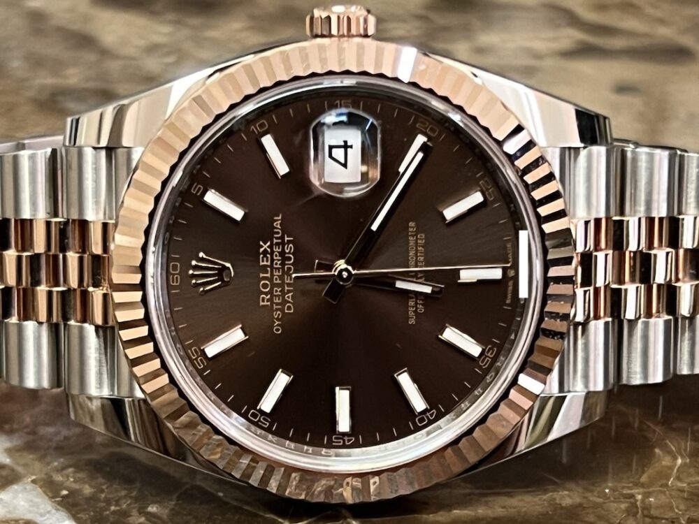 Rolex Datejust 41 18k Rose Gold / Steel with Chocolate Brown Dial Jubilee Bracelet model 126331 with Box TRIPLE MINT