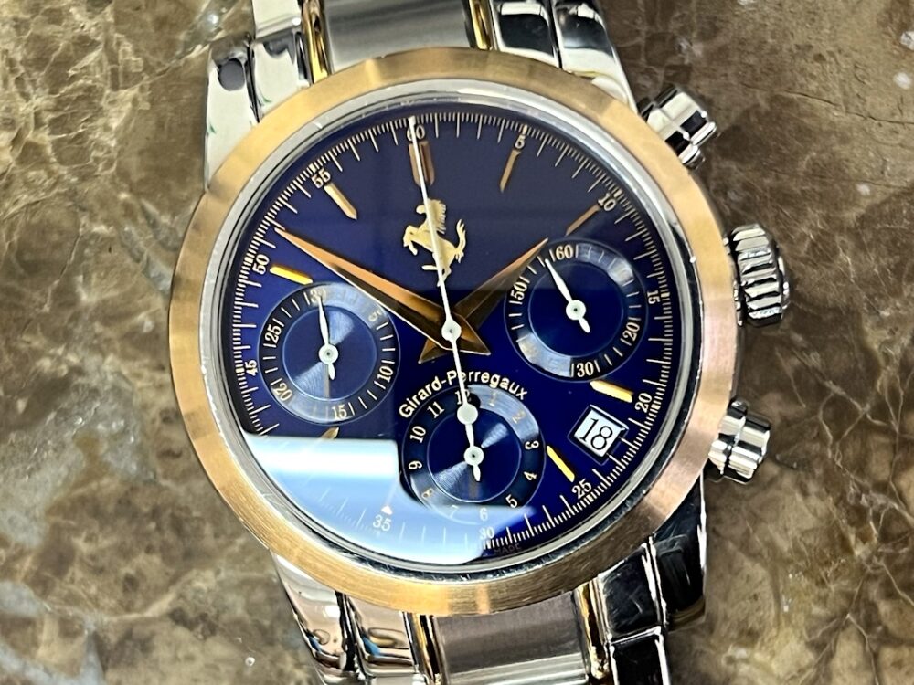 Girard Perregaux Ferrari 18k Rose Gold / Steel Chronograph Blue Dial Automatic 38mm with Box and Papers 8020
