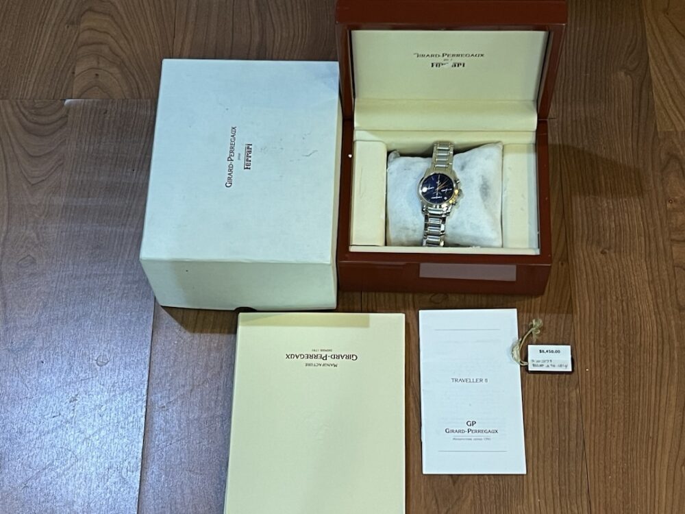 Girard Perregaux Ferrari 18k Rose Gold / Steel Chronograph Blue Dial Automatic 38mm with Box and Papers 8020